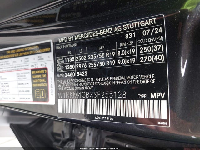 Aukcja sprzedaży 2025 Mercedes-benz Glc 300 Suv, vin: W1NKM4GBXSF255128, numer aukcji: 45700513