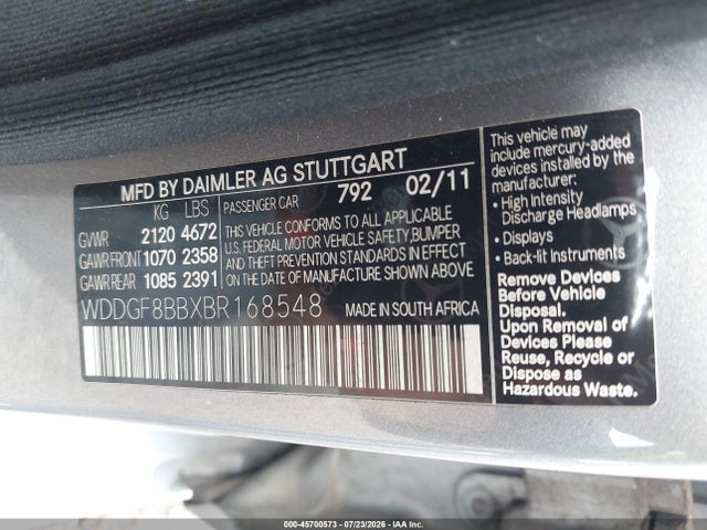 Aukcja sprzedaży 2011 Mercedes-benz C 300 Sport 4matic, vin: WDDGF8BBXBR168548, numer aukcji: 45700573