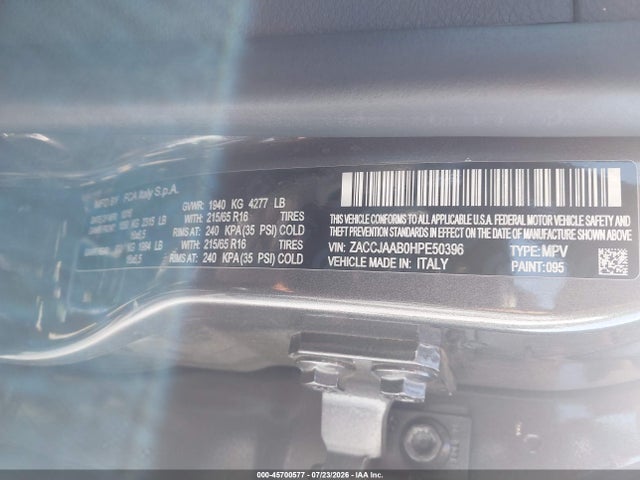 Продажа на аукционе авто 2017 Jeep Renegade Sport, vin: ZACCJAAB0HPE50396, номер лота: 45700577