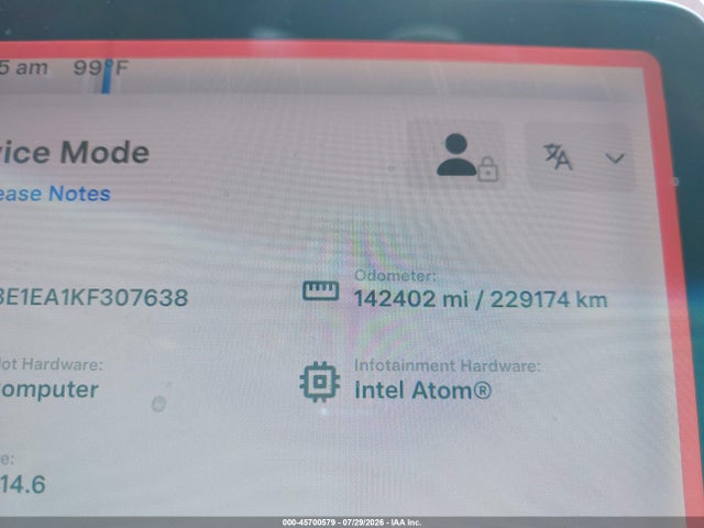 45700579 :رقم المزاد ، 5YJ3E1EA1KF307638 vin ، 2019 Tesla Model 3 Long Range/mid Range/standard Range/standard Range Plus مزاد بيع
