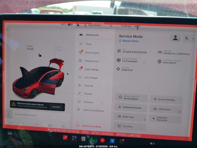 45700579 :رقم المزاد ، 5YJ3E1EA1KF307638 vin ، 2019 Tesla Model 3 Long Range/mid Range/standard Range/standard Range Plus مزاد بيع