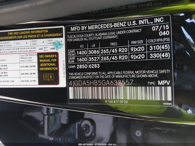 4JGDA5HB5GA632557 Mercedes-Benz Gle 350 4matic