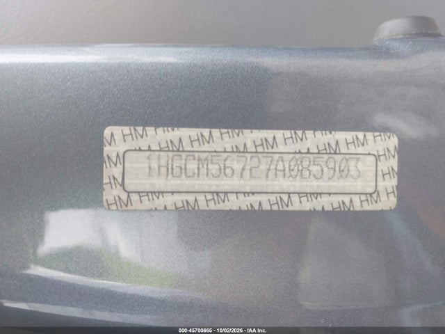 2007 Honda Accord 2.4 Ex მანქანა იყიდება აუქციონზე, vin: 1HGCM56727A085903, აუქციონის ნომერი: 45700665