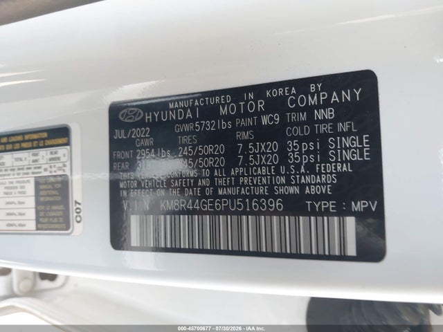 Продажа на аукционе авто 2023 Hyundai Palisade Sel, vin: KM8R44GE6PU516396, номер лота: 45700677