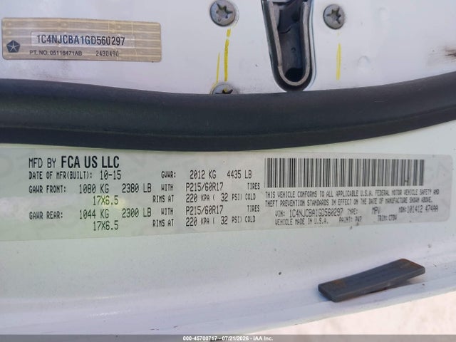 Jeep Compass Sport 2016 1C4NJCBA1GD560297 Image 9