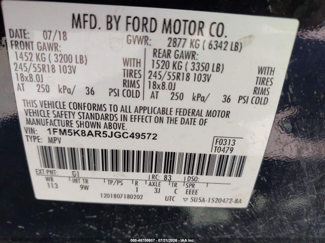 Ford Police Interceptor Utility 2018 1FM5K8AR5JGC49572 Image 9