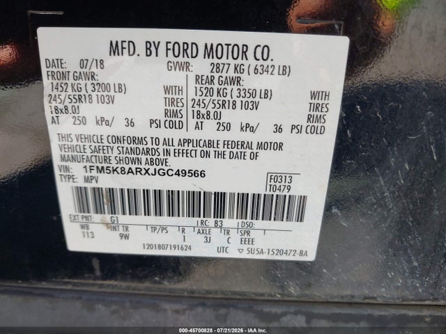 Ford Police Interceptor Utility 2018 1FM5K8ARXJGC49566 Image 9