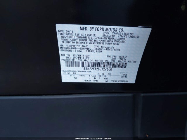 1FAHP2KT2EG127600 Ford TAURUS SHO