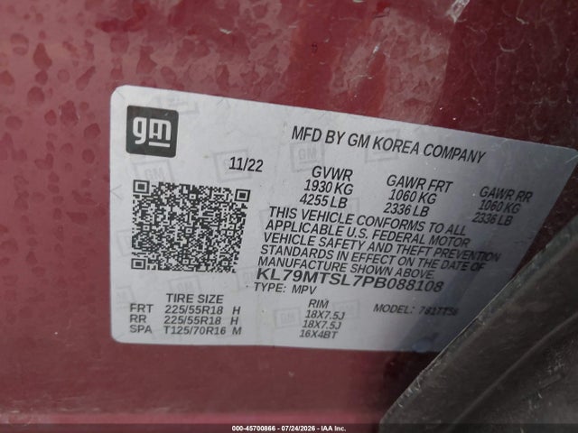 KL79MTSL7PB088108 Chevrolet Trailblazer Fwd Rs