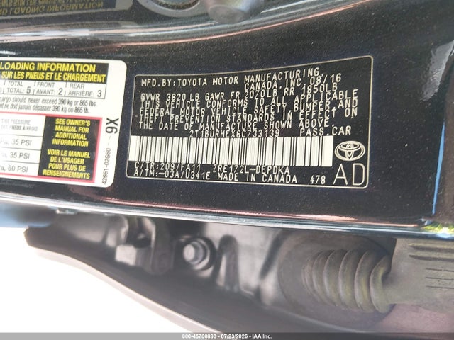 Toyota COROLLA L 2016 2T1BURHEXGC733139 Image 9
