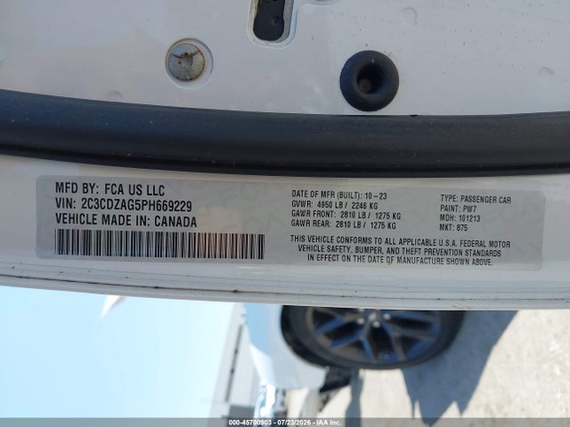 Продаж на аукціоні авто 2023 Dodge Challenger Sxt, vin: 2C3CDZAG5PH669229, номер лоту: 45700903