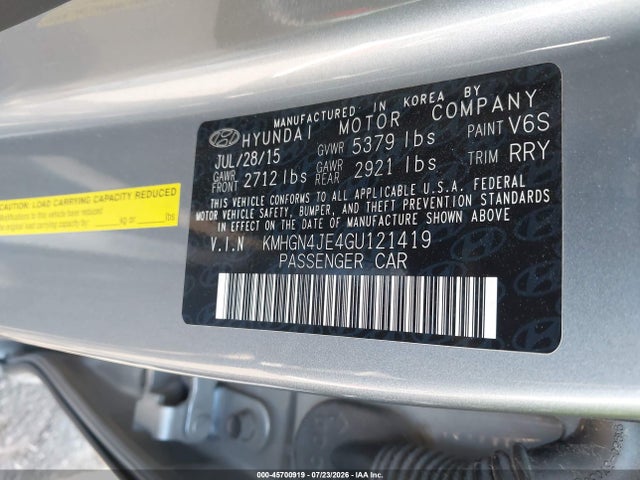 KMHGN4JE4GU121419 Hyundai Genesis 3.8