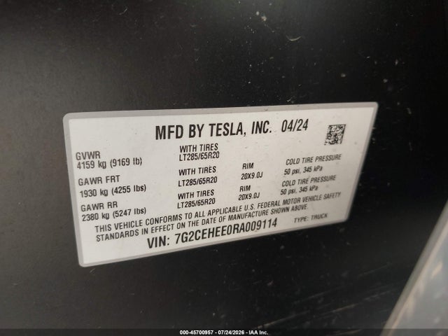 Tesla Cybertruck Cyberbeast 2024 7G2CEHEE0RA009114 Image 9