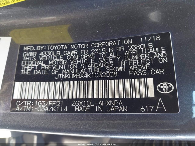 Toyota C-HR XLE 2019 JTNKHMBX4K1032008 Image 9