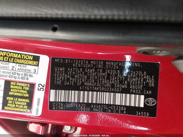 Toyota CAMRY SE 2024 4T1G11AK5RU234007 Image 9