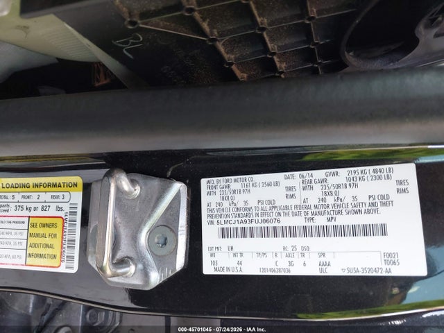 Aukcja sprzedaży 2015 Lincoln Mkc, vin: 5LMCJ1A93FUJ06076, numer aukcji: 45701045