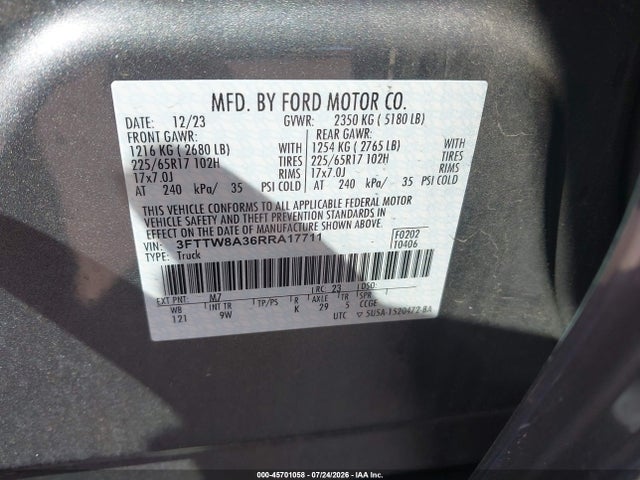 Ford Maverick Xl 2024 3FTTW8A36RRA17711 Image 9