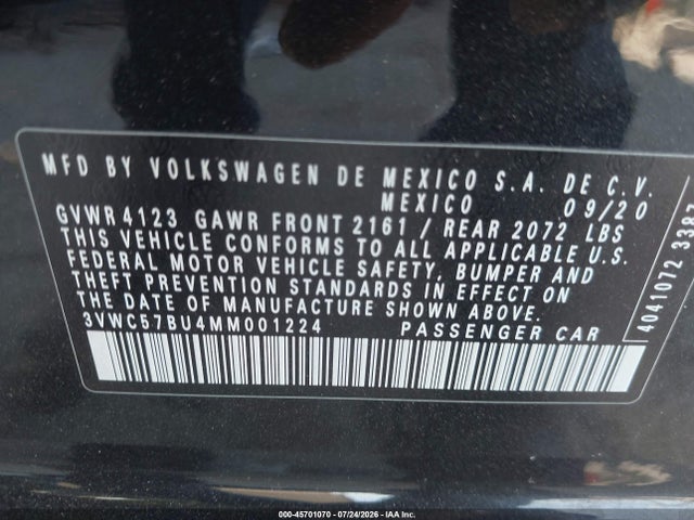 3VWC57BU4MM001224 Volkswagen Jetta 1.4t R-line/1.4t Se/s