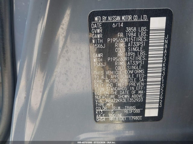 Nissan Cube 1.8 S 2014 JN8AZ2KR3ET352923 Image 9