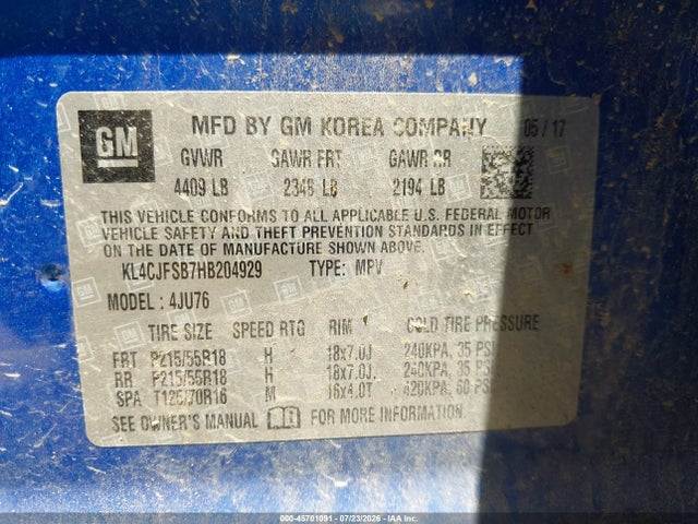 KL4CJFSB7HB204929 Buick Encore Preferred Ii