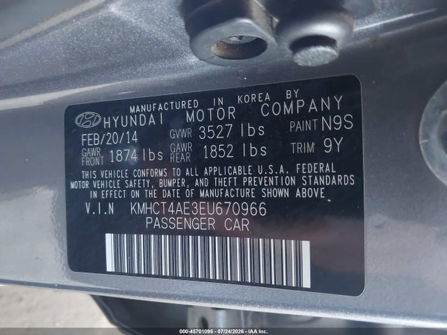 Aukcja sprzedaży 2014 Hyundai Accent Gls, vin: KMHCT4AE3EU670966, numer aukcji: 45701095