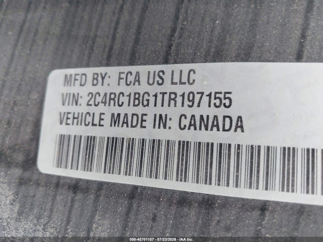 Продаж на аукціоні авто 2026 Chrysler Pacifica Select, vin: 2C4RC1BG1TR197155, номер лоту: 45701107