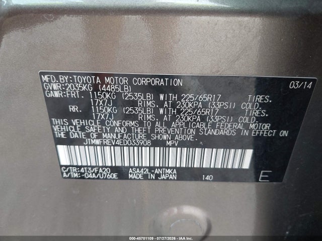 Toyota Rav4 Xle 2014 JTMWFREV4ED033908 Image 9