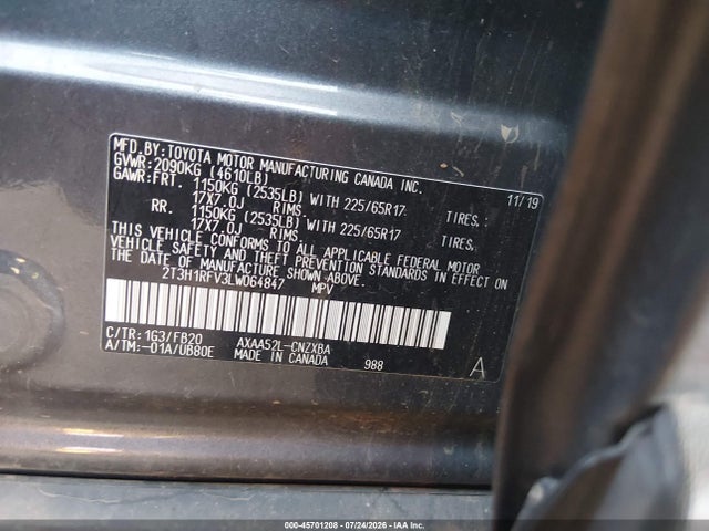 Toyota RAV4 LE 2020 2T3H1RFV3LW064847 Image 9