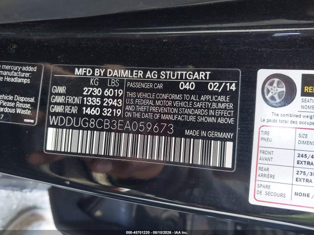 WDDUG8CB3EA059673 Mercedes-Benz S 550