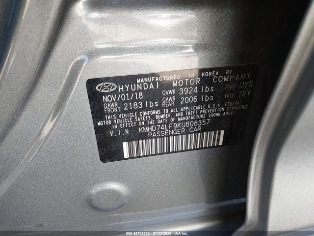 Hyundai ELANTRA SE 2019 KMHD74LF9KU808357 Image 9
