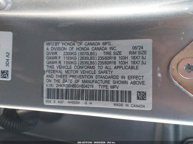 Honda Cr-v Hybrid Sport-l 2025 2HKRS6H89SH804219 Image 9