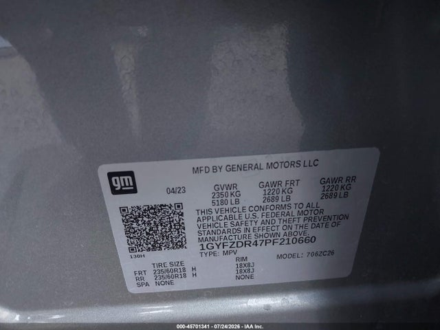 Aukcja sprzedaży 2023 Cadillac Xt4 Awd Premium Luxury, vin: 1GYFZDR47PF210660, numer aukcji: 45701341