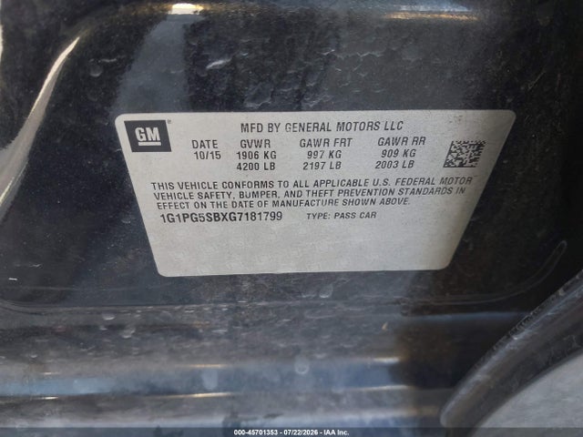 1G1PG5SBXG7181799 Chevrolet Cruze Limited Ltz Auto