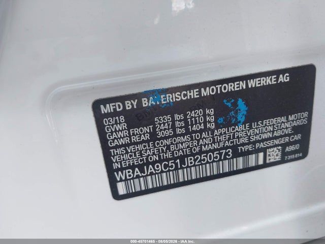 BMW 530e Iperformance 2018 WBAJA9C51JB250573 Image 9