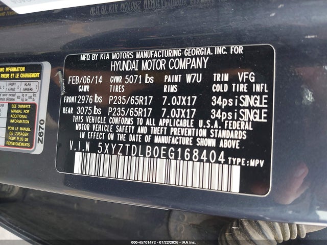 5XYZTDLB0EG168404 Hyundai Santa Fe Sport 2.4l