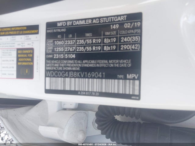 Auction sale of the 2019 Mercedes-benz Glc 300, vin: WDC0G4JB8KV169041, lot number: 45701491