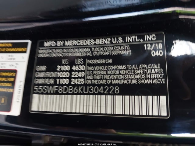55SWF8DB6KU304228 Mercedes-Benz C 300