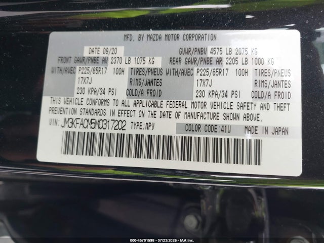 Mazda Cx-5 Touring 2021 JM3KFACM5M0317202 Image 9