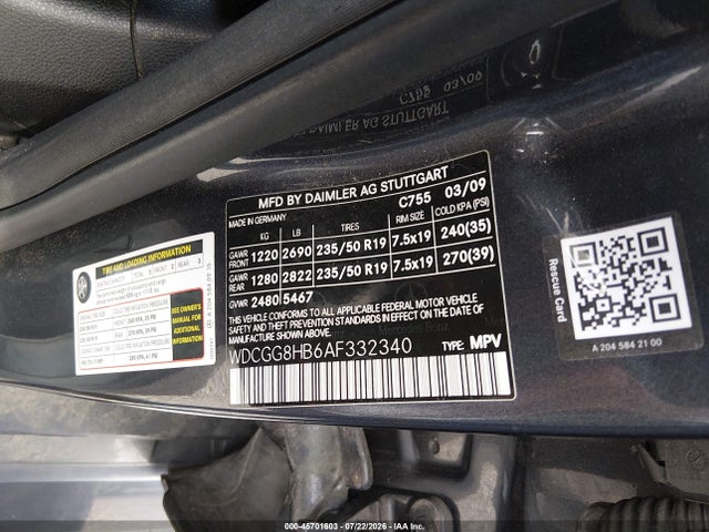 2010 Mercedes-benz Glk 350 4matic მანქანა იყიდება აუქციონზე, vin: WDCGG8HB6AF332340, აუქციონის ნომერი: 45701603