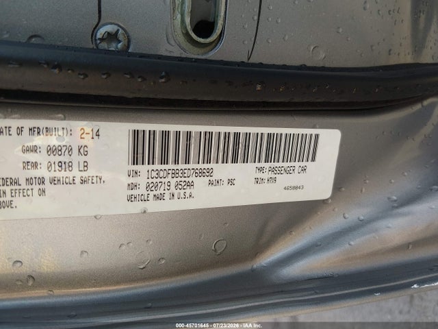 Продаж на аукціоні авто 2014 Dodge Dart Sxt, vin: 1C3CDFBB3ED768692, номер лоту: 45701645