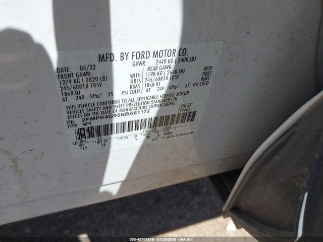 Ford EDGE SE 2022 2FMPK4G95NBA61172 Image 9