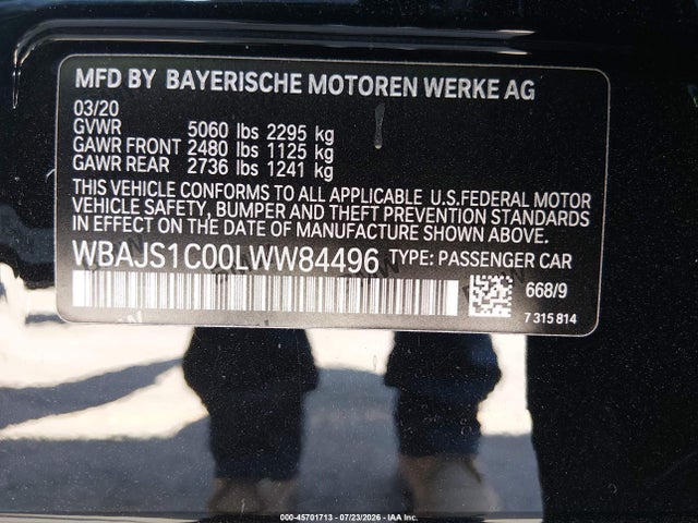 BMW 540I 2020 WBAJS1C00LWW84496 Image 9