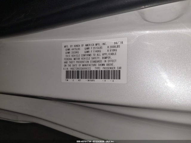 1HGCT2B02GA006322 Honda Accord Touring