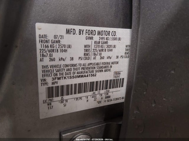 3FMTK1SS0MMA41562 Ford Mustang Mach-e Select