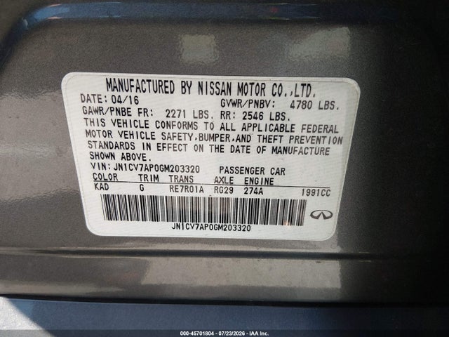 JN1CV7AP0GM203320 Infiniti Q50 2.0t Premium