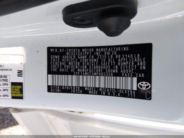 Продажа на аукционе авто 2021 Toyota Corolla Xse, vin: 5YFT4MCE5MP065356, номер лота: 45701822