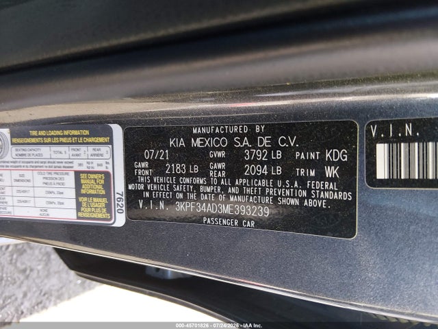 KIA Forte Gt-line 2021 3KPF34AD3ME393239 Image 9