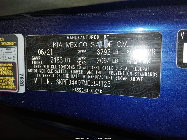 KIA Forte Gt-line 2021 3KPF34AD7ME388125 Image 9