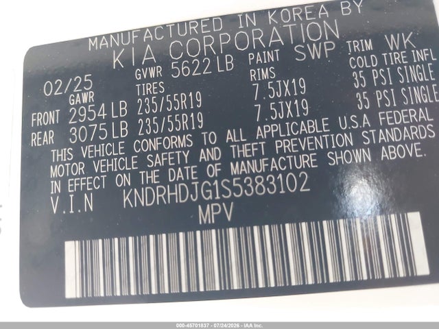 KNDRHDJG1S5383102 KIA Sorento Hybrid Ex
