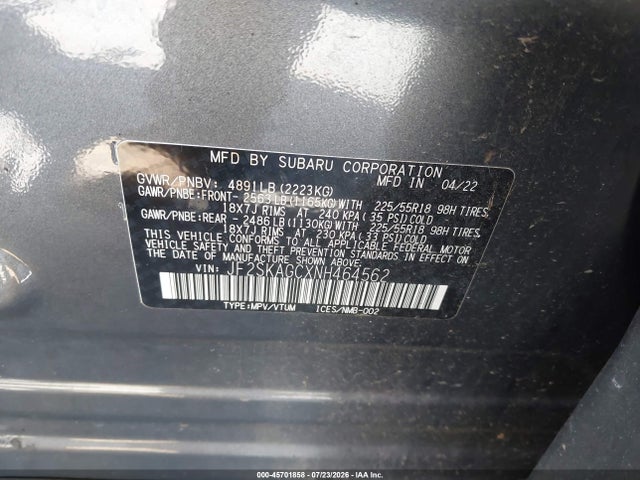 Subaru Forester Sport 2022 JF2SKAGCXNH464562 Image 9